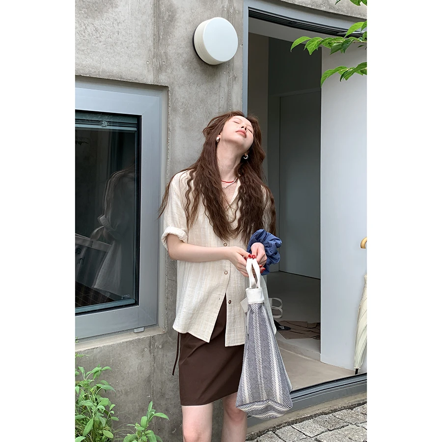 Hellooo Eat 法式复古肌理感衬衫EM1505