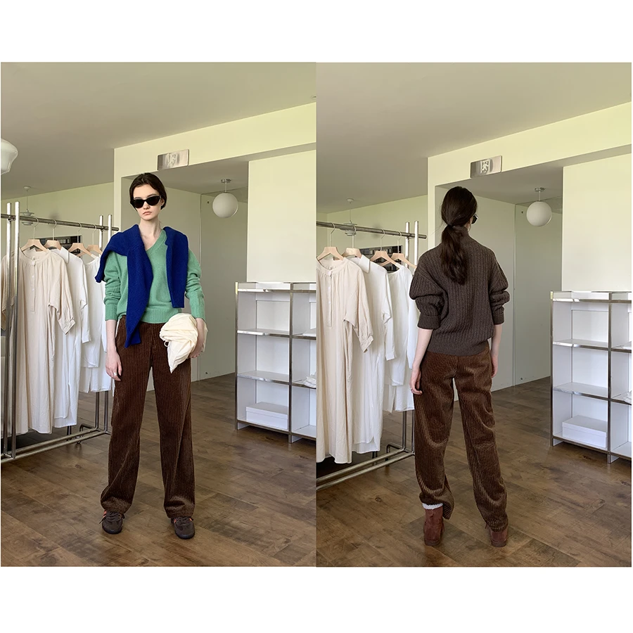 HelloooEat 复古灯芯绒休闲裤EM0112