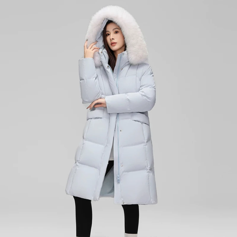 雪中飞24年冬季新款狐狸毛领长款羽绒服X40141214F