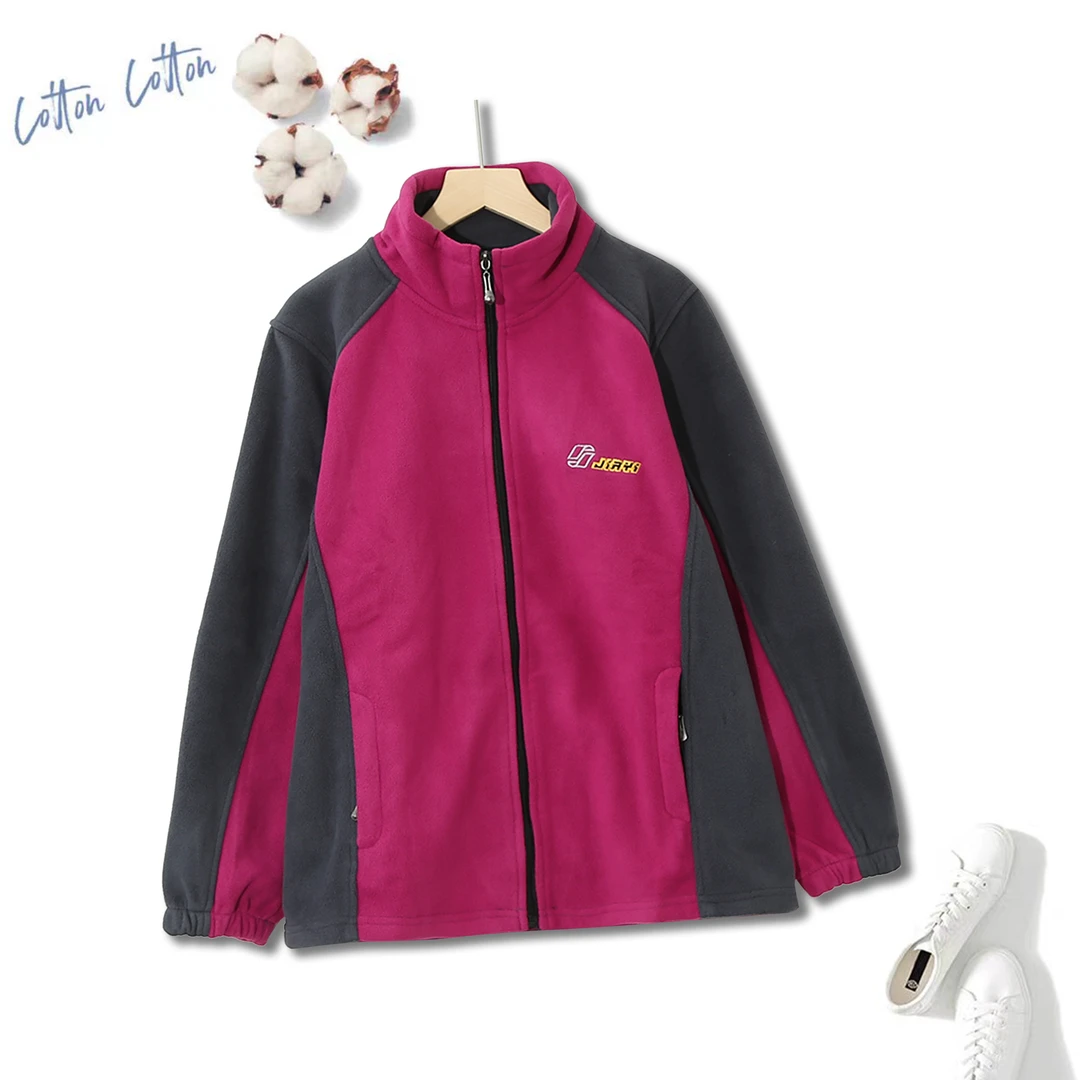 女拼接保暖摇粒绒宽松外套休闲户外运动百搭潮流春秋设计感1C571