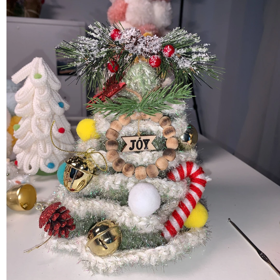 爆闪编织毛线圣诞雪花挂件圣诞树室内节日氛围感汽车吊坠礼物