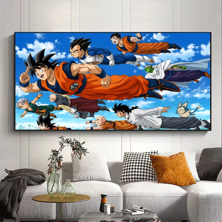 七龙珠挂画二次元动漫z悟空全家福装饰画客厅卧室超级赛亚人壁画