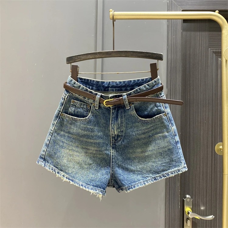 欧货2025夏新款复古高腰牛仔短裤女时尚百搭休闲显瘦a字阔腿热裤