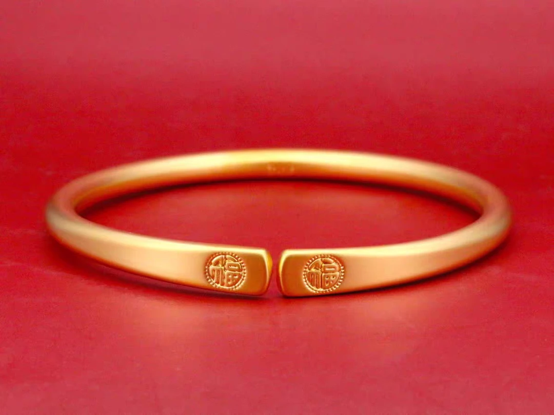合金手镯 合金材质  精工福字开口手镯