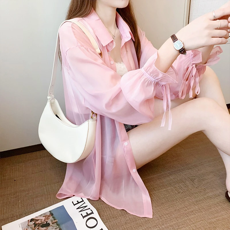 冰丝防晒衣服女2025年新款夏季薄款韩版时尚透气雪纺开衫外套衬衫