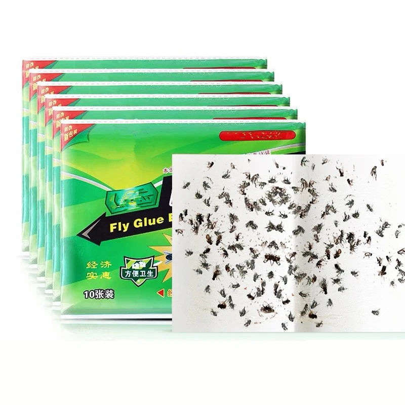 50张苍蝇贴粘蝇纸 贴蚊纸粘蝇胶灭蝇神器家用强力粘蝇板