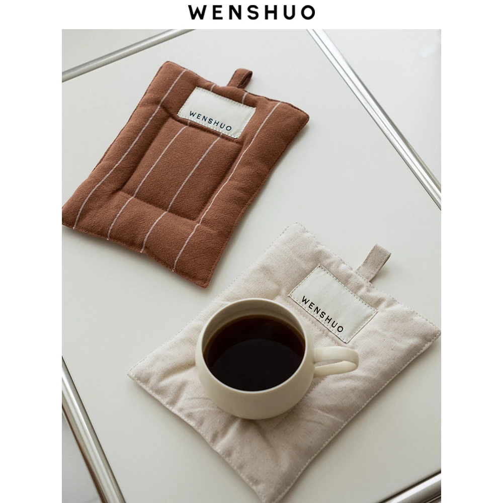 WENSHUO 日式简约棉麻隔热杯垫防烫家用桌垫盘子餐垫装饰垫