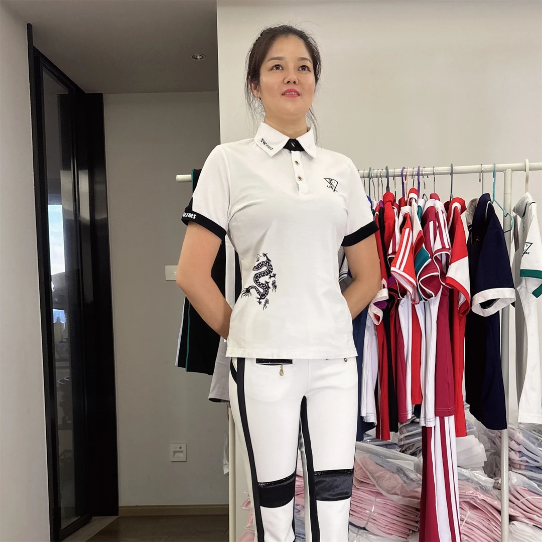 佳木斯健身操白龙罗马棉夏季透气翻领运动休闲短袖上衣