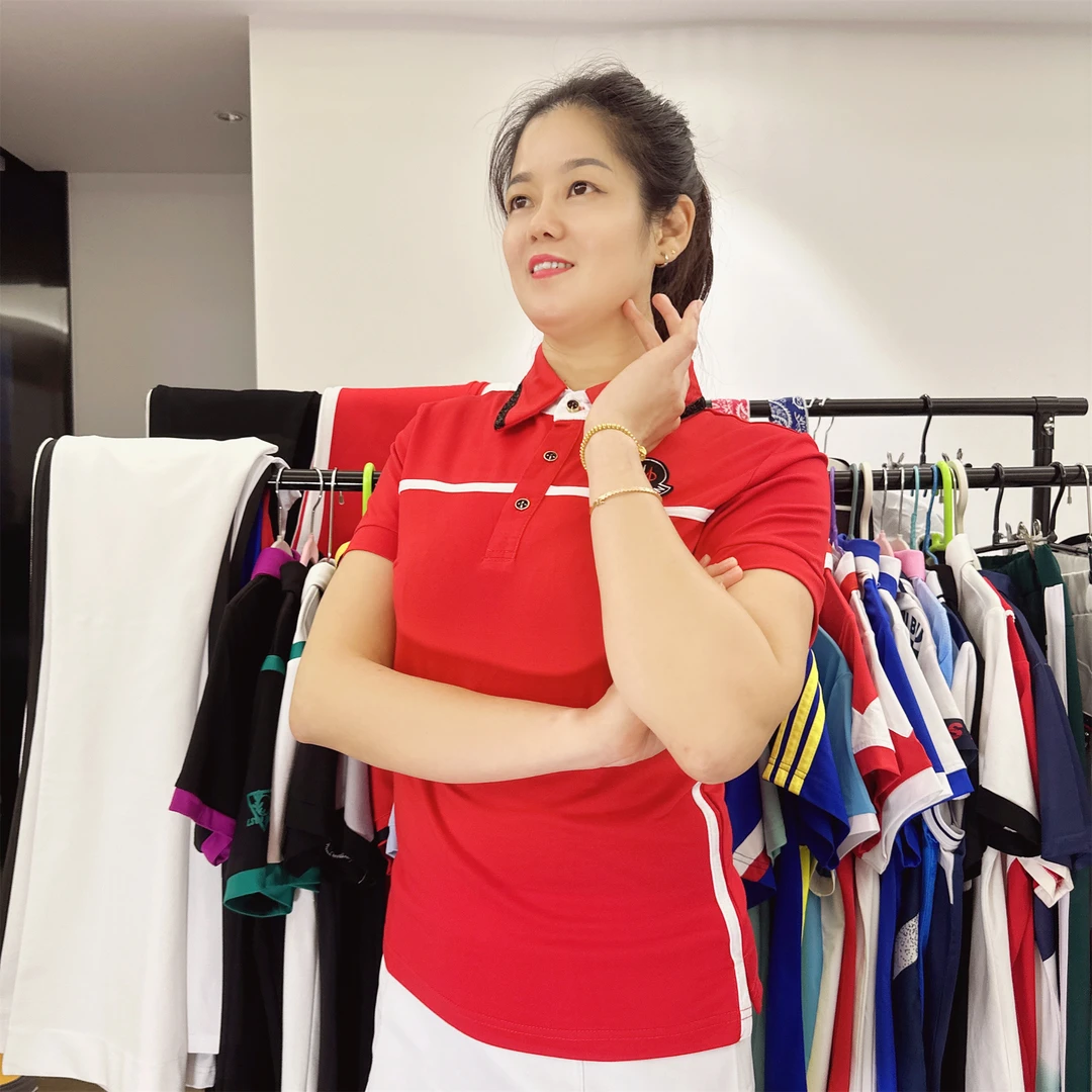 佳木斯健身操新款红色白杠薄款罗马短袖