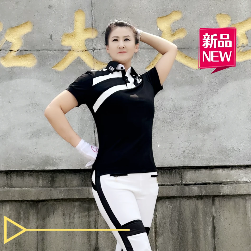 显瘦运动时尚休闲女款透气夏季罗马黑色斜杠短袖LDS08