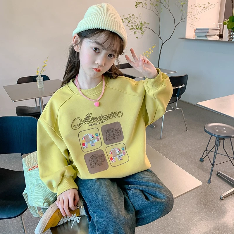 女童卫衣2024春秋新款儿童春季韩版外穿上衣女孩洋气百搭时髦春装
