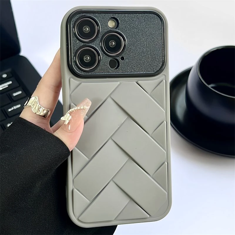 轻薄编织纹视窗iPhone15promax苹果15pro手机壳14男女简约 套全包