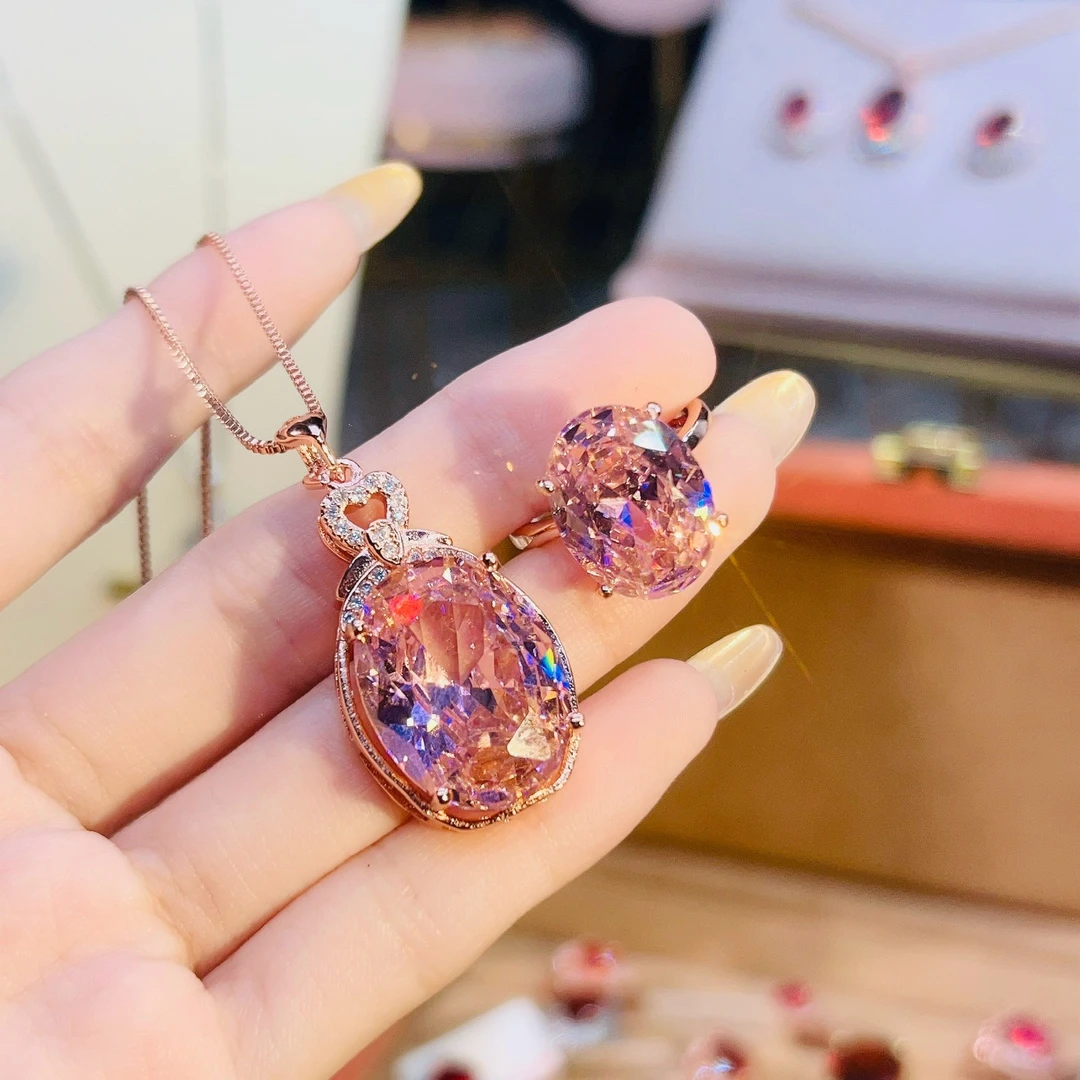 合成锆石【小粉冰花两件套】12x16冰莓粉两件套装 40