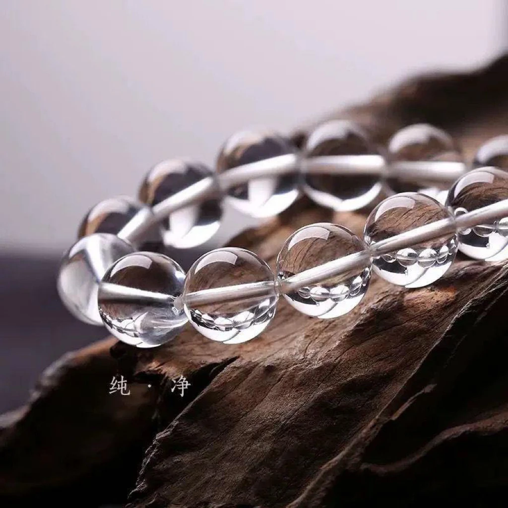 天然巴西白水晶特级纯净体手串