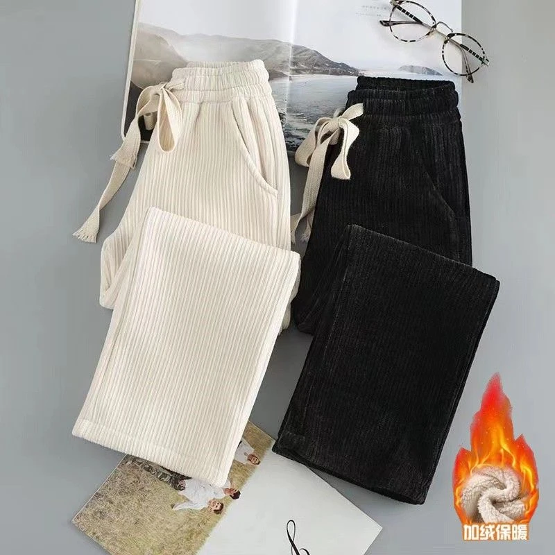 儿童童装儿童2024直筒裤秋冬季新款加绒加厚洋气女童保暖休闲长裤