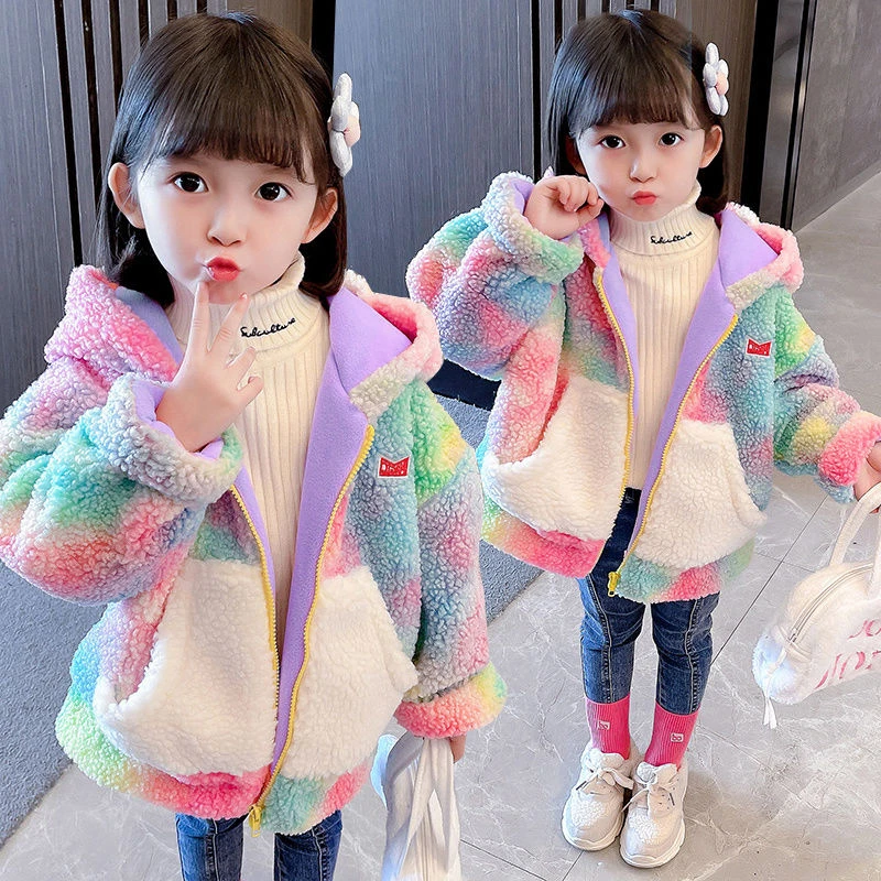 女童加绒外套秋冬装2024新款女孩时髦洋气儿童加厚女宝宝冬季外穿