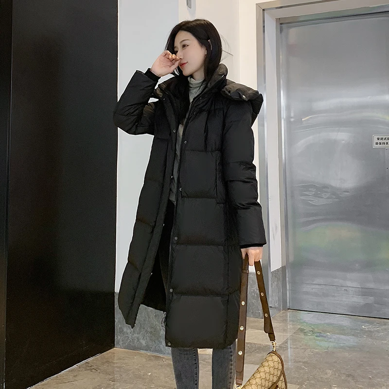 小个子羽绒服女加厚2025冬季中长款帽子可拆卸保暖