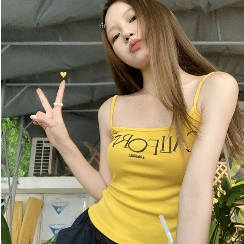 美式辣妹吊带背心2023夏季新款甜辣修身显瘦内搭美背时尚百搭打底