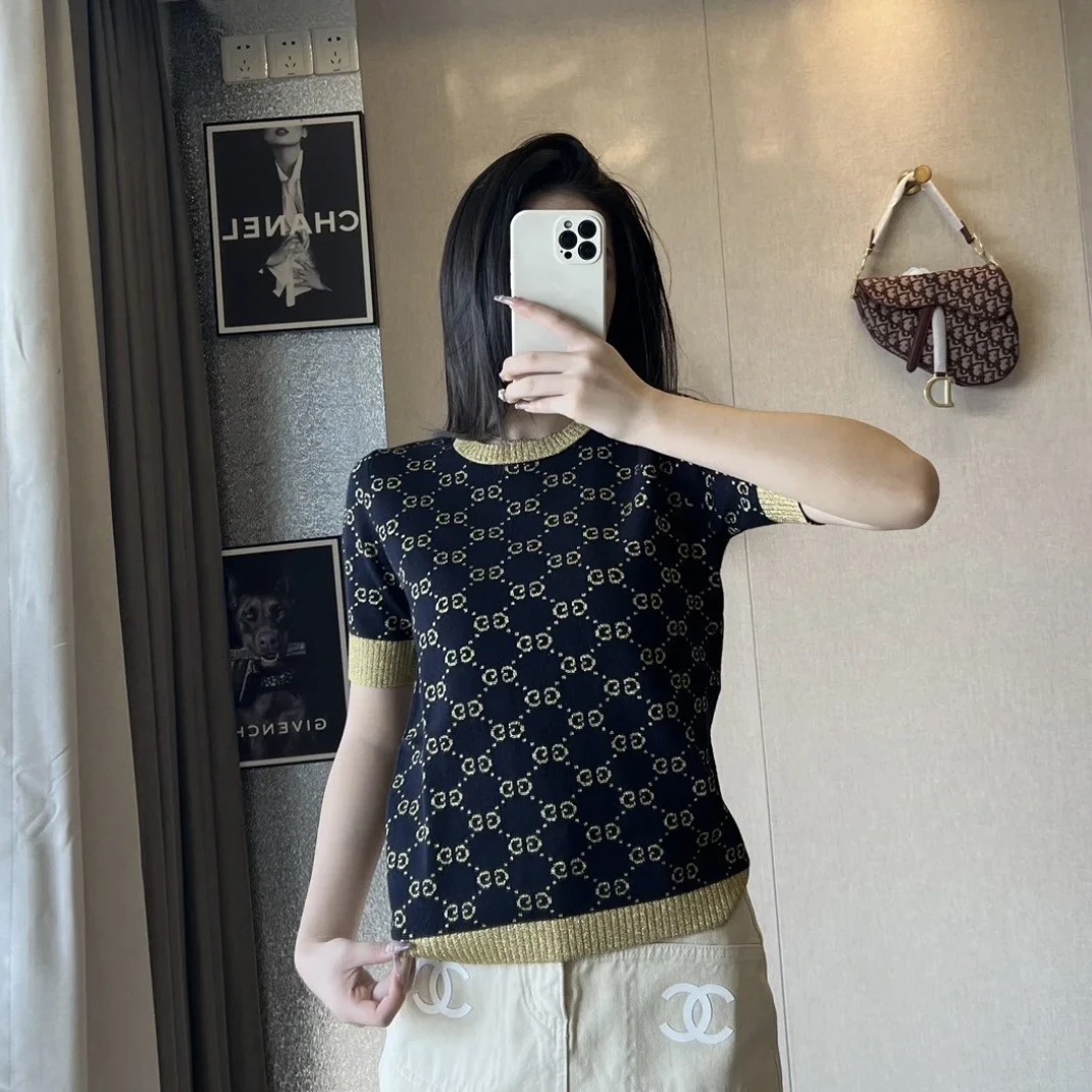 Gucci/古驰/经典黑金金丝款 羊毛针织衫 S码 99新 GM000069