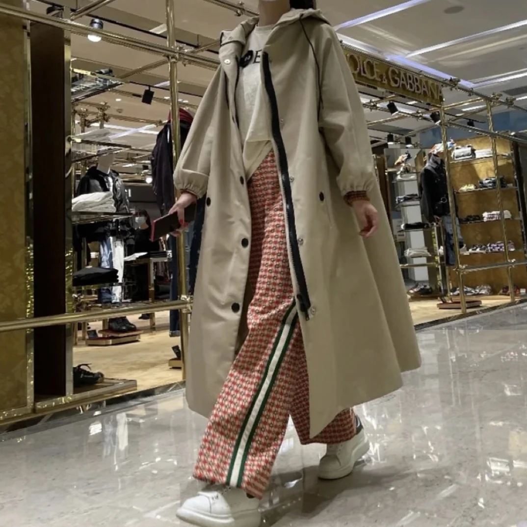 Prada 普拉达 长款连帽风衣外套 38码 99新 GM000473