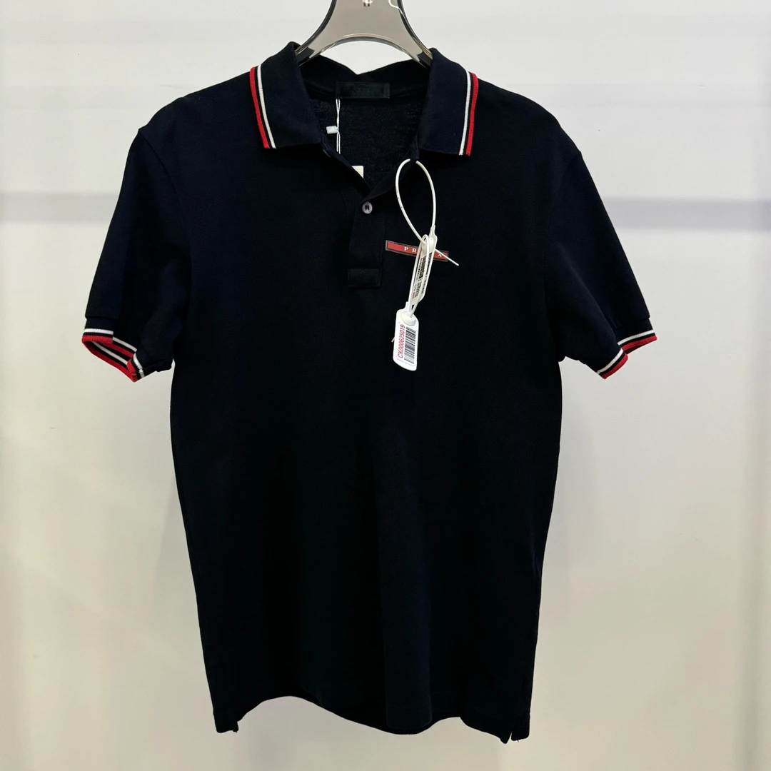 Prada/普拉达/黑色翻领Polo短袖T恤 S码 99新 GM001160