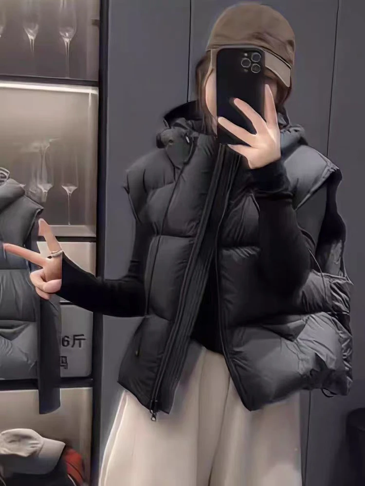 白鸭绒羽绒马甲女短款2025秋冬新款宽松时尚保暖外穿马夹背心坎肩