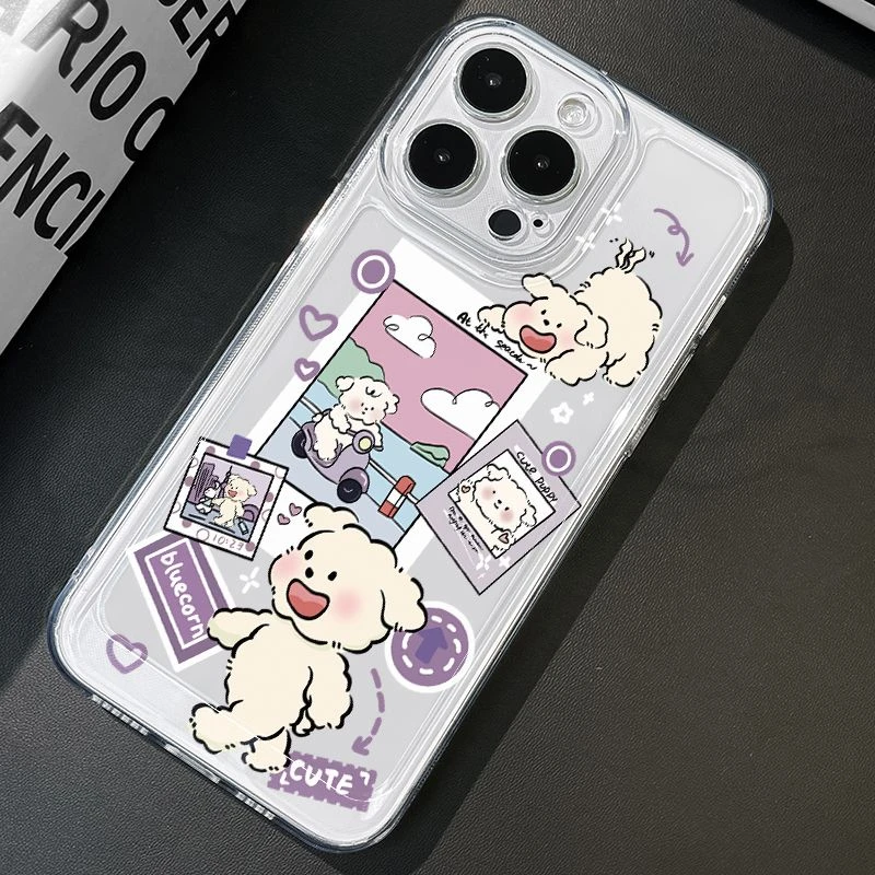 小白狗狗适用苹果14plus手机壳13promax透明12可爱11卡通Xs新款87