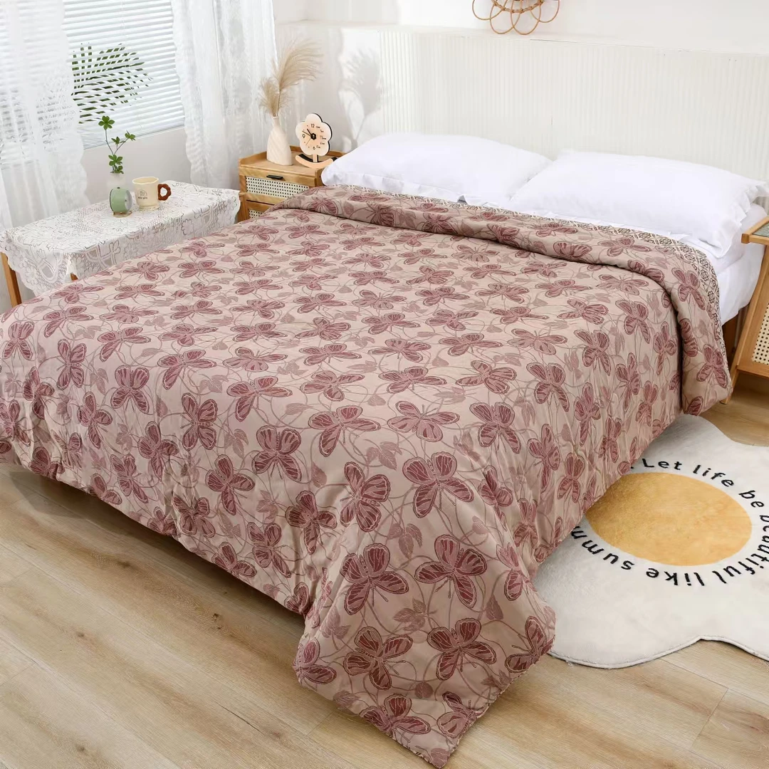 【蝴蝶梦】150*200cm全棉高定羊绒蛋白提花双层纱冬被约2.2kg