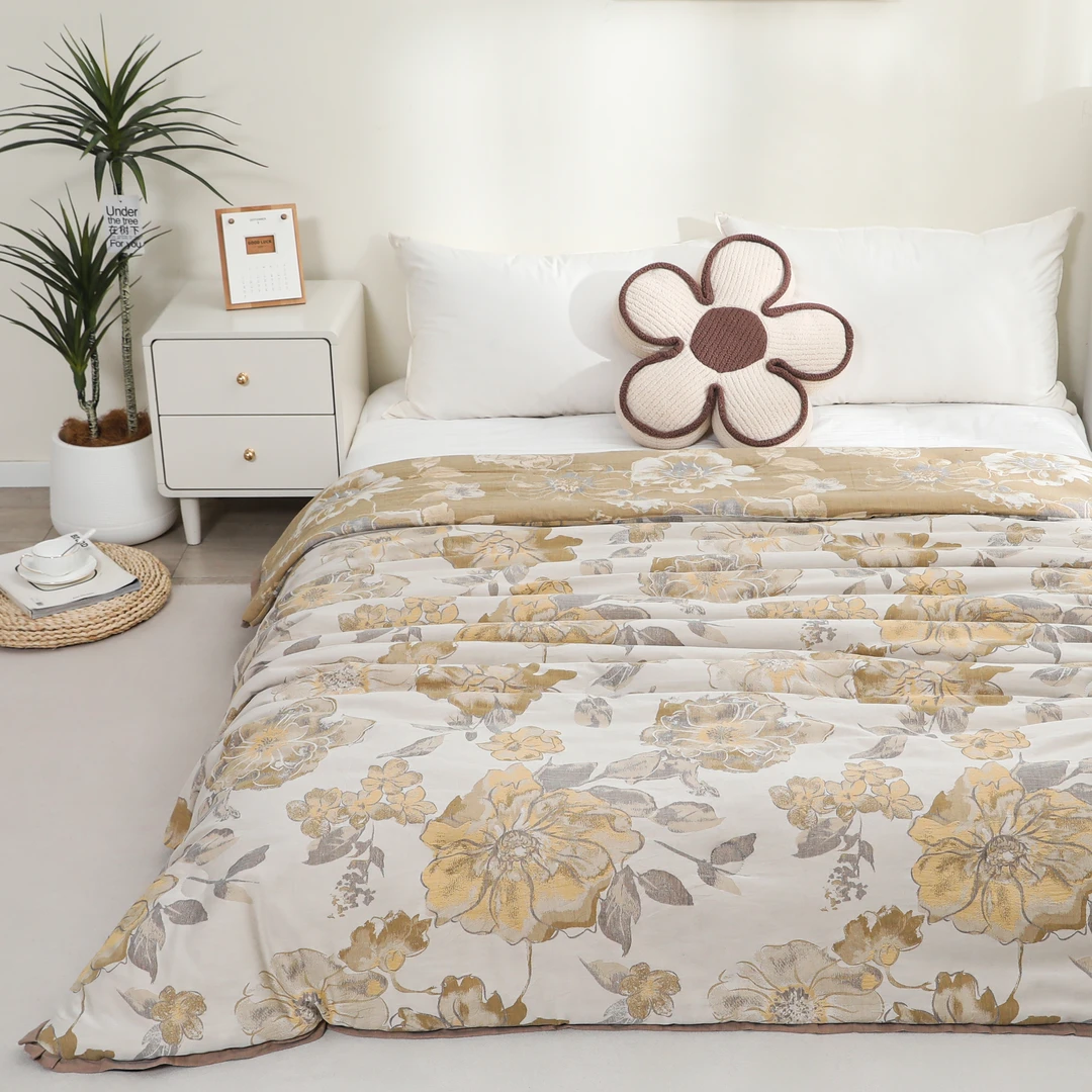 【花吟】200*230cm全棉高定贡缎提花双层纱酥绒棉冬被约2.6kg