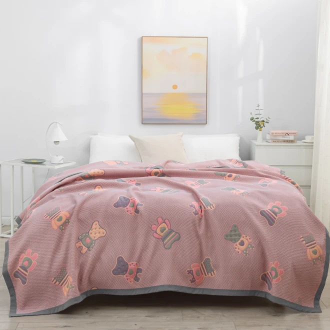 【迷你熊】200*240cm高端舒适亲肤全棉床盖毯  四季通用