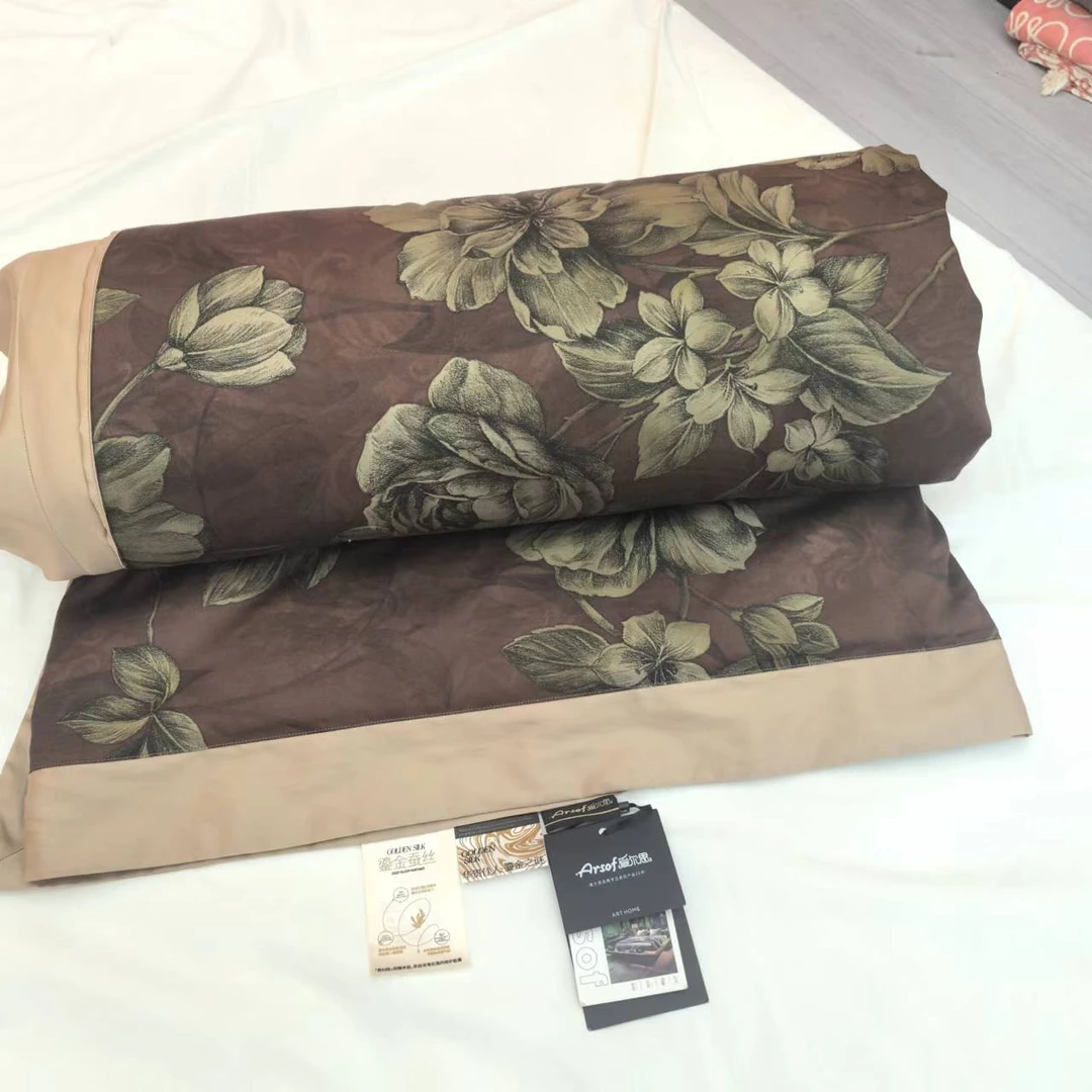 【黑金半树花】150*200cm蚕丝天丝棉被柔软顺滑轻奢天丝春秋被