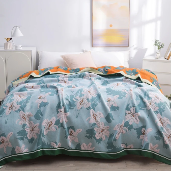 【蔓柔】230*250cm高端舒适亲肤大尺寸全棉细纱多功能毛巾被