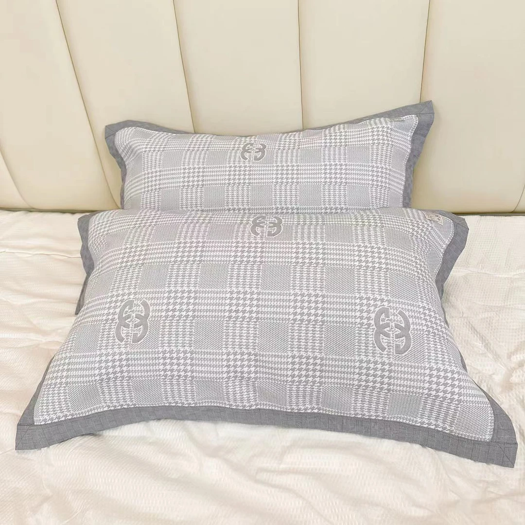 【千鸟风】55*80cm舒适亲肤透气棉花加大枕巾套一对装四季可用