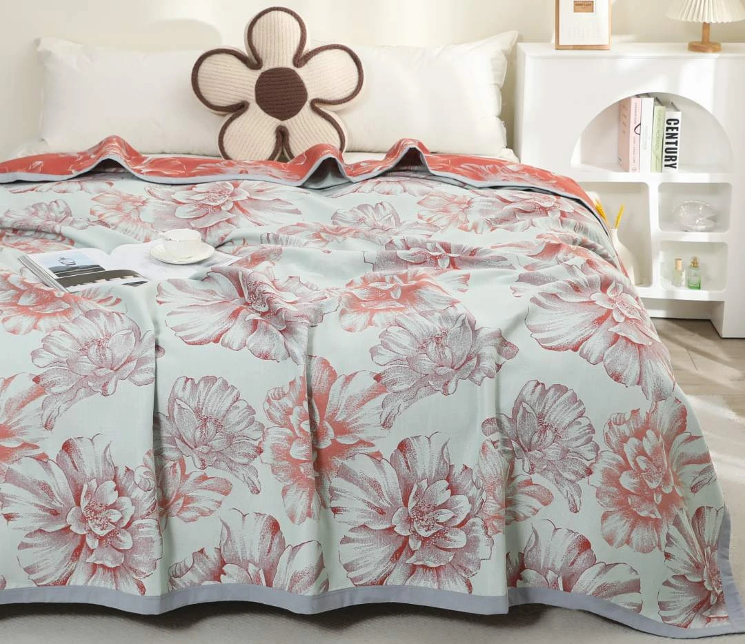 【绽放】240*250cm棉汉麻软凉席双人舒适亲肤床盖 四季可用