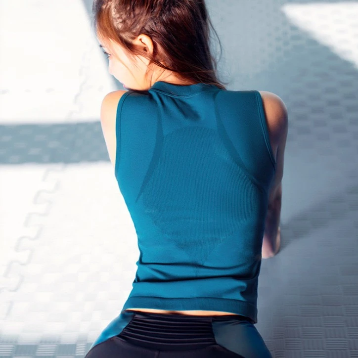 运动背心女健身t恤无缝针织长款跑步短袖锻炼上衣瑜伽服贴身柔软
