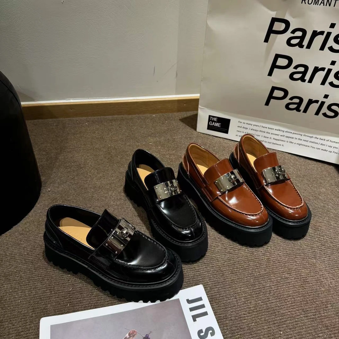 小发喵轻奢定制时尚百搭春夏圆头厚底乐福鞋