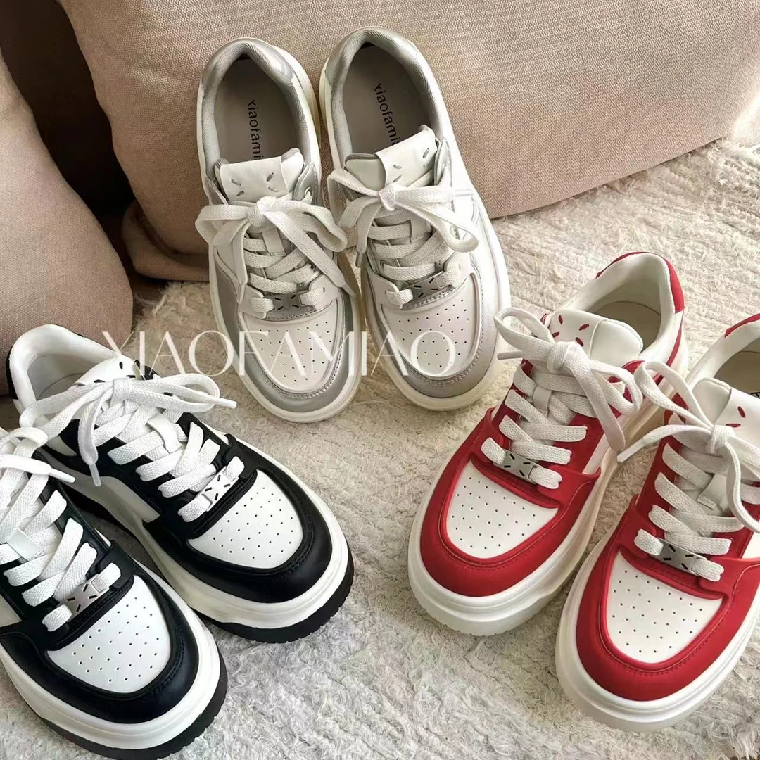 小发喵厚底韩版时尚百搭ins低帮系带拼色小众休闲鞋