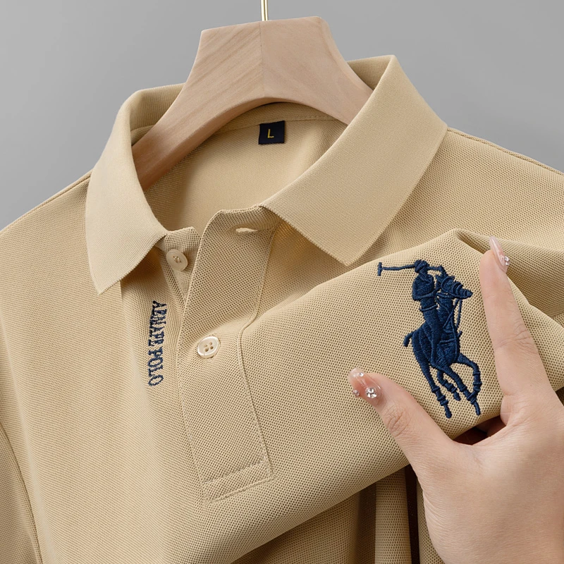 夏季新款短袖t恤男士翻领刺绣polo衫爸爸上衣男大码透气体恤衫