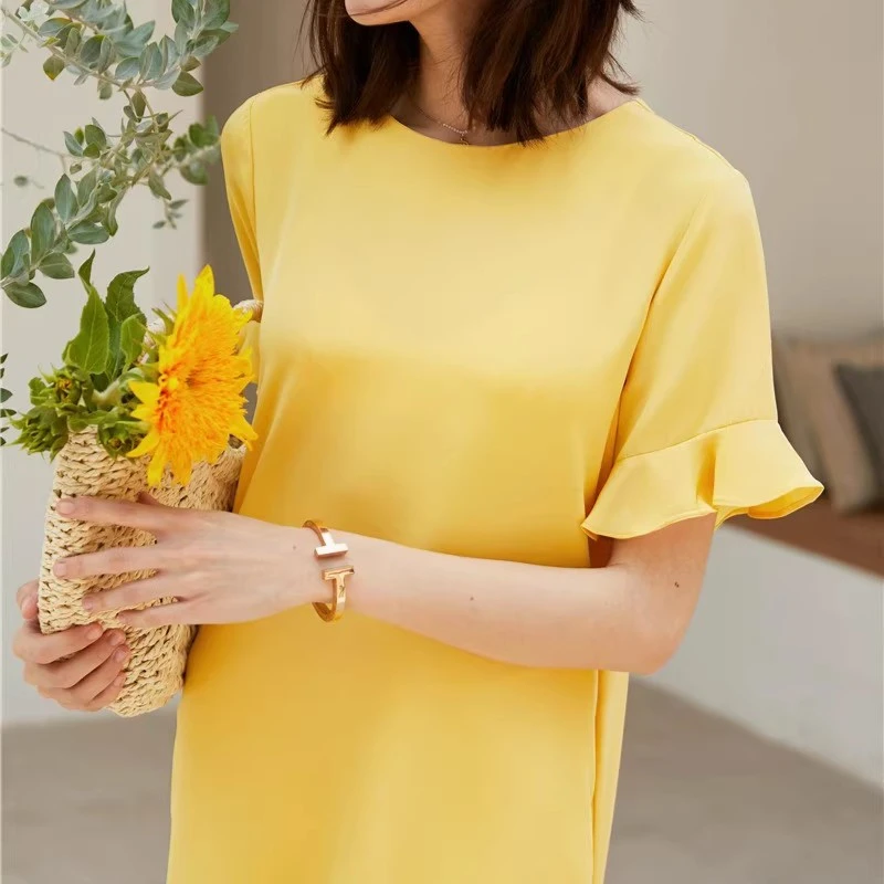 荷叶短袖圆领连衣裙M9268