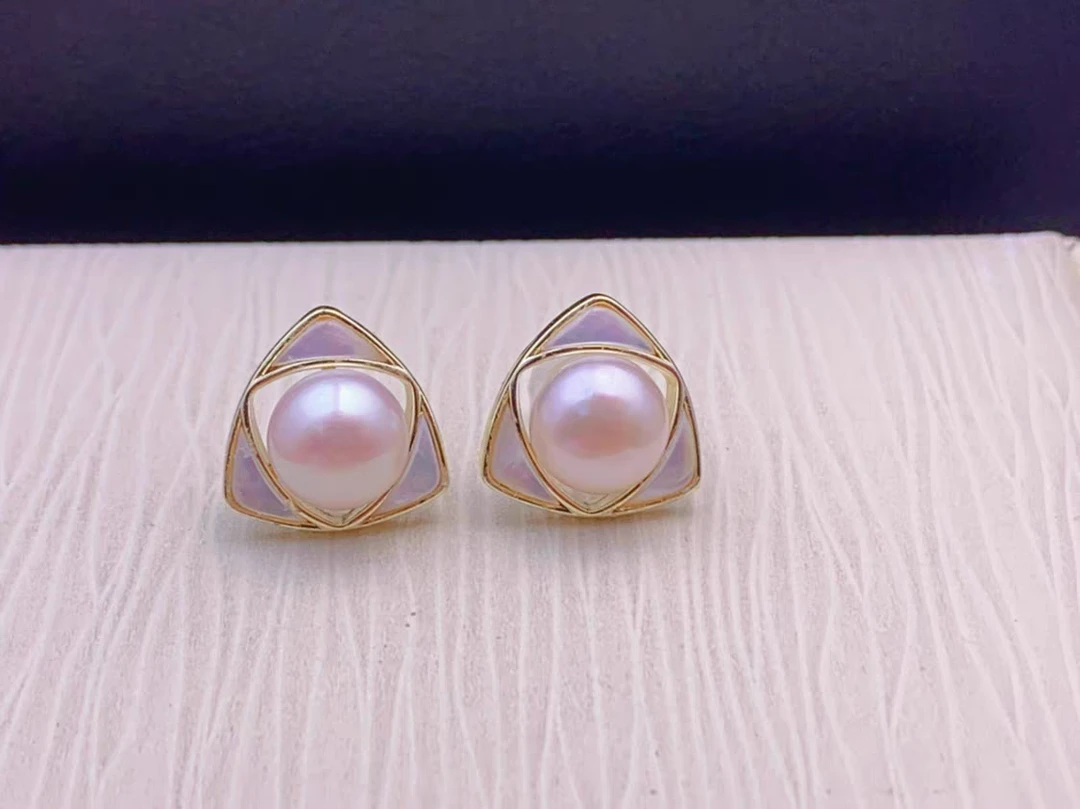 真品纯天然淡水珍珠气质时尚百搭复古简约个性ins光面珍珠耳饰