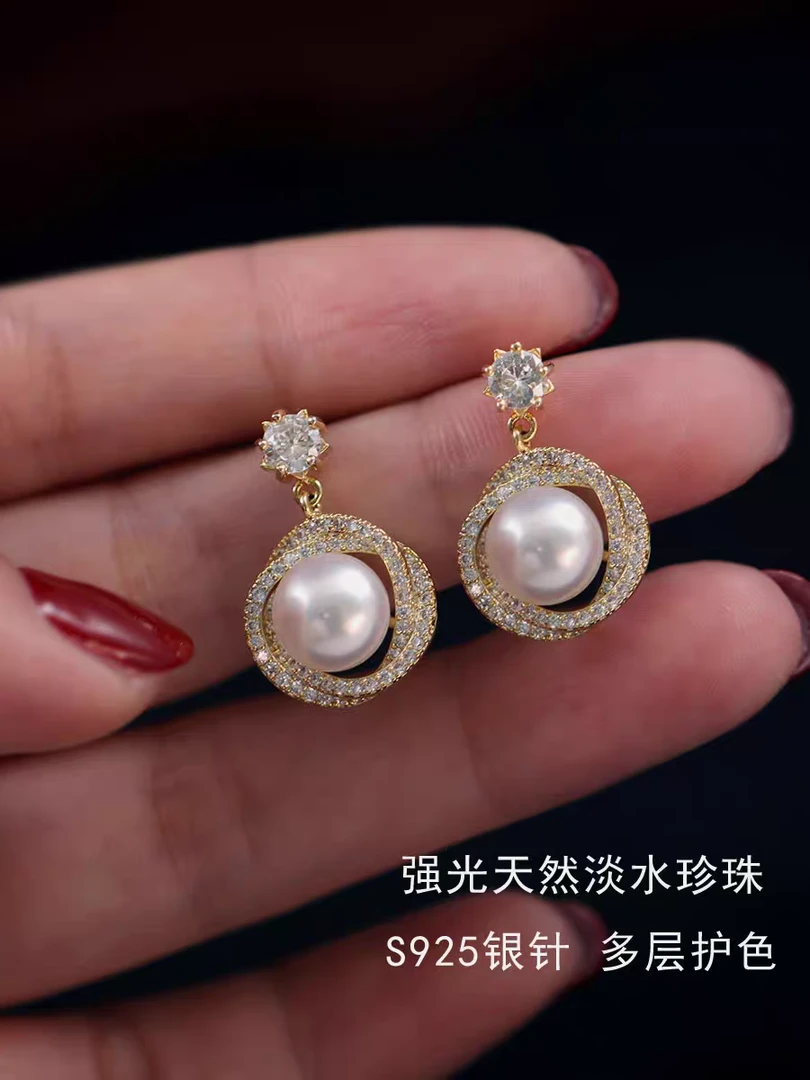 真品纯天然淡水珍珠气质轻奢时尚百搭简约法式珍珠防敏耳钉耳饰