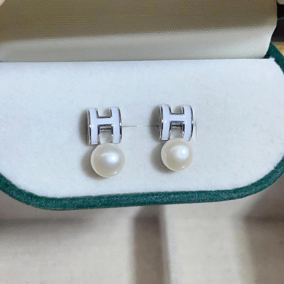 真品纯天然淡水珍珠气质白色轻奢时尚百搭法式高亮淡水珍珠耳钉