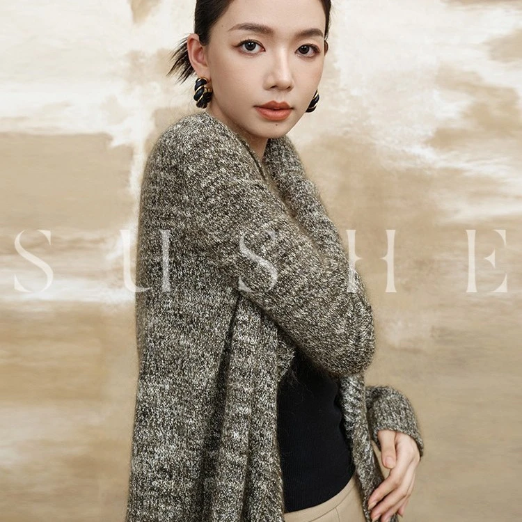 束皙SUSHE轻雾跃舞高奢马海毛小香风外搭针织开衫热力感外套