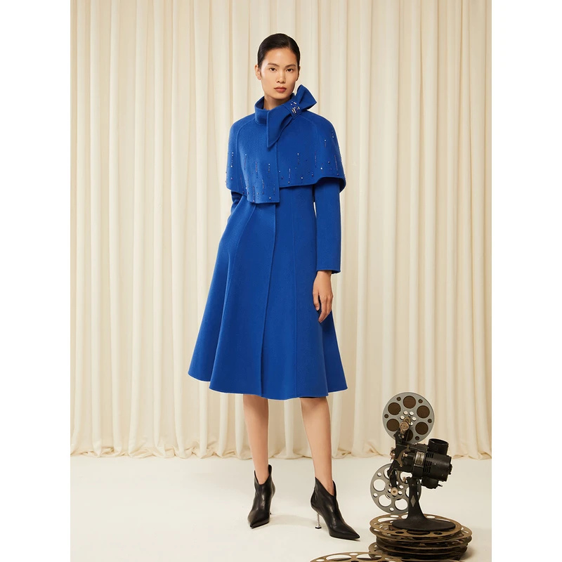 Song of Song/歌中歌气质蓝色时尚女士羊绒毛呢外套5C33580070