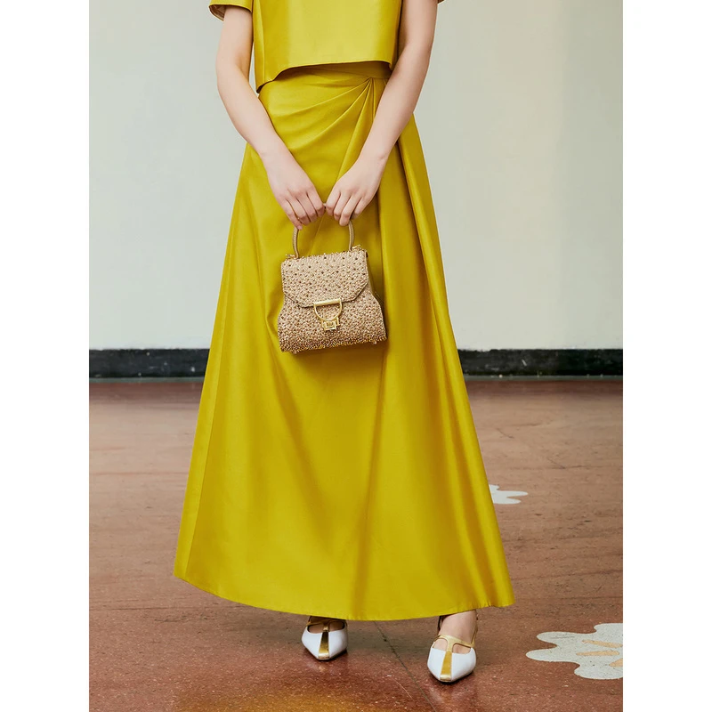 Song of Song/歌中歌夏季柠檬黄轻奢优雅淑女半身裙5C34250030