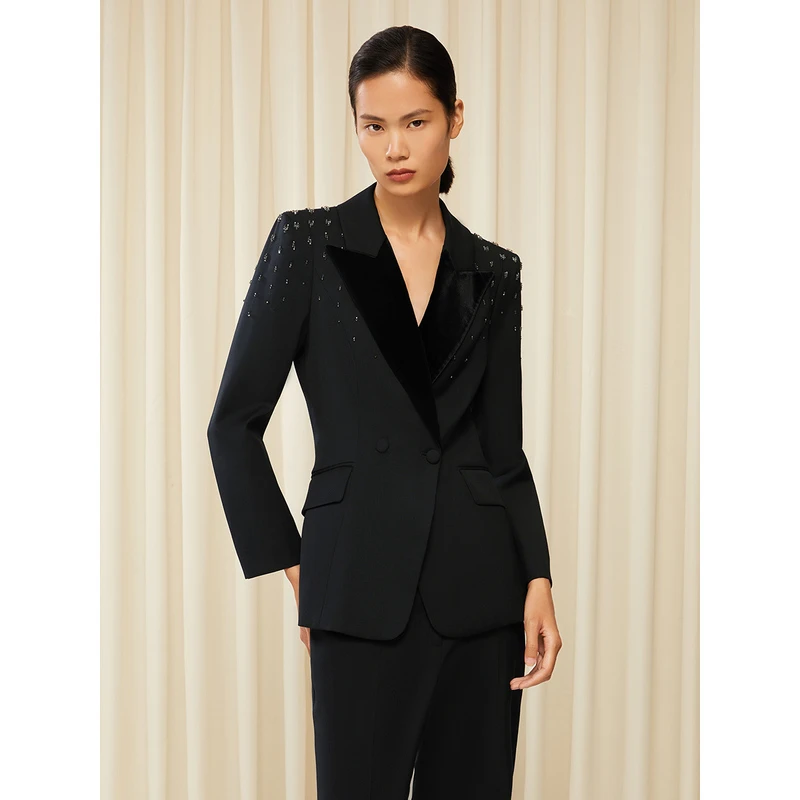 Song of Song/歌中歌气质长袖时尚女士黑色修身女上衣5C33510090