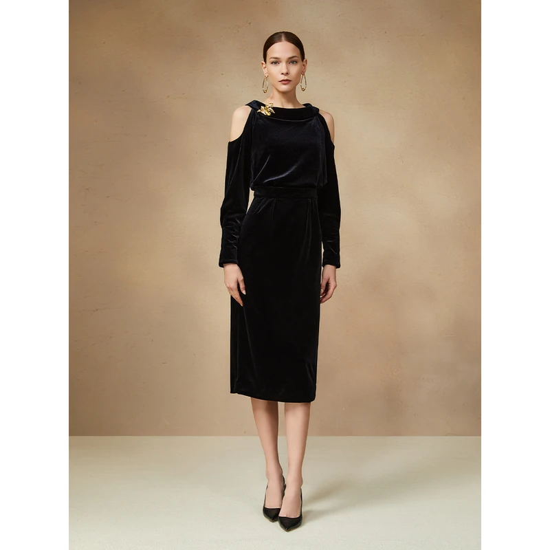 Song of Song歌中歌气质轻奢黑色复古专选连衣裙5C64305410