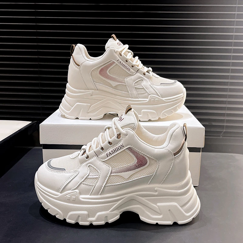 小个子内增高小白鞋女厚底百搭2024春秋新款老爹女透气休闲运动鞋