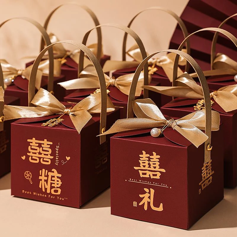 结婚喜糖盒小随身带手提婚礼喜糖袋订婚糖果礼盒包装盒纸盒空盒子