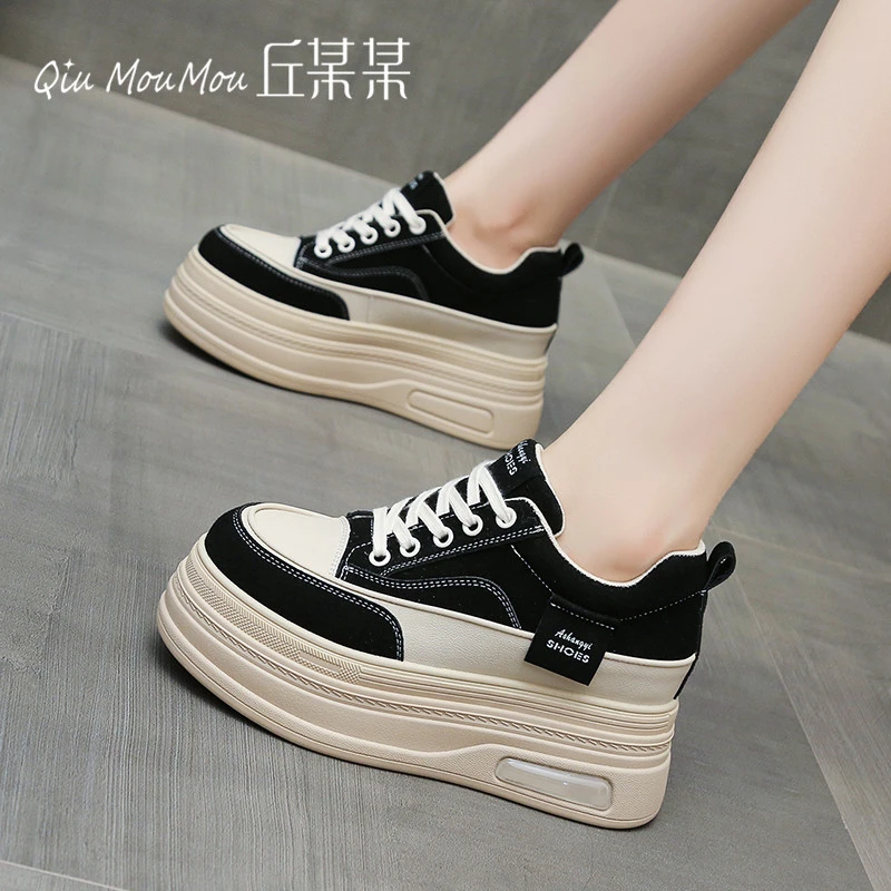 增高8厘米2024秋冬季爆款加绒保暖内增高小白鞋女厚底运动休闲鞋